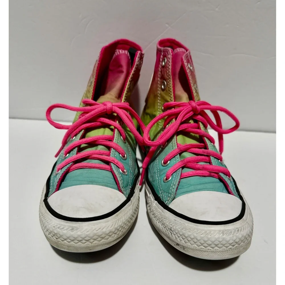 Converse Chuck Taylor All Star High Top Ombre Pink Teal Sneakers A07337F Kids 5